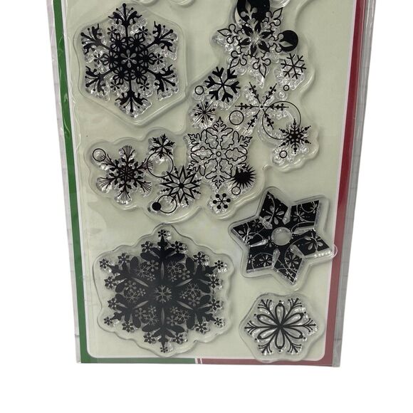 Inkadinkado Poly Clear Stamps Set of 7 Snowflakes Winter Christmas Holiday - Picture 4 of 5